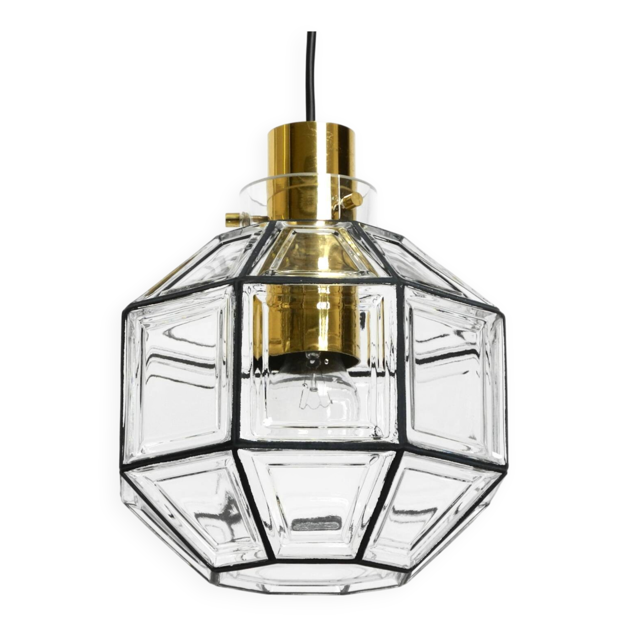 Beautiful rare original 60s  Limburg octagonal glass pendant lamp