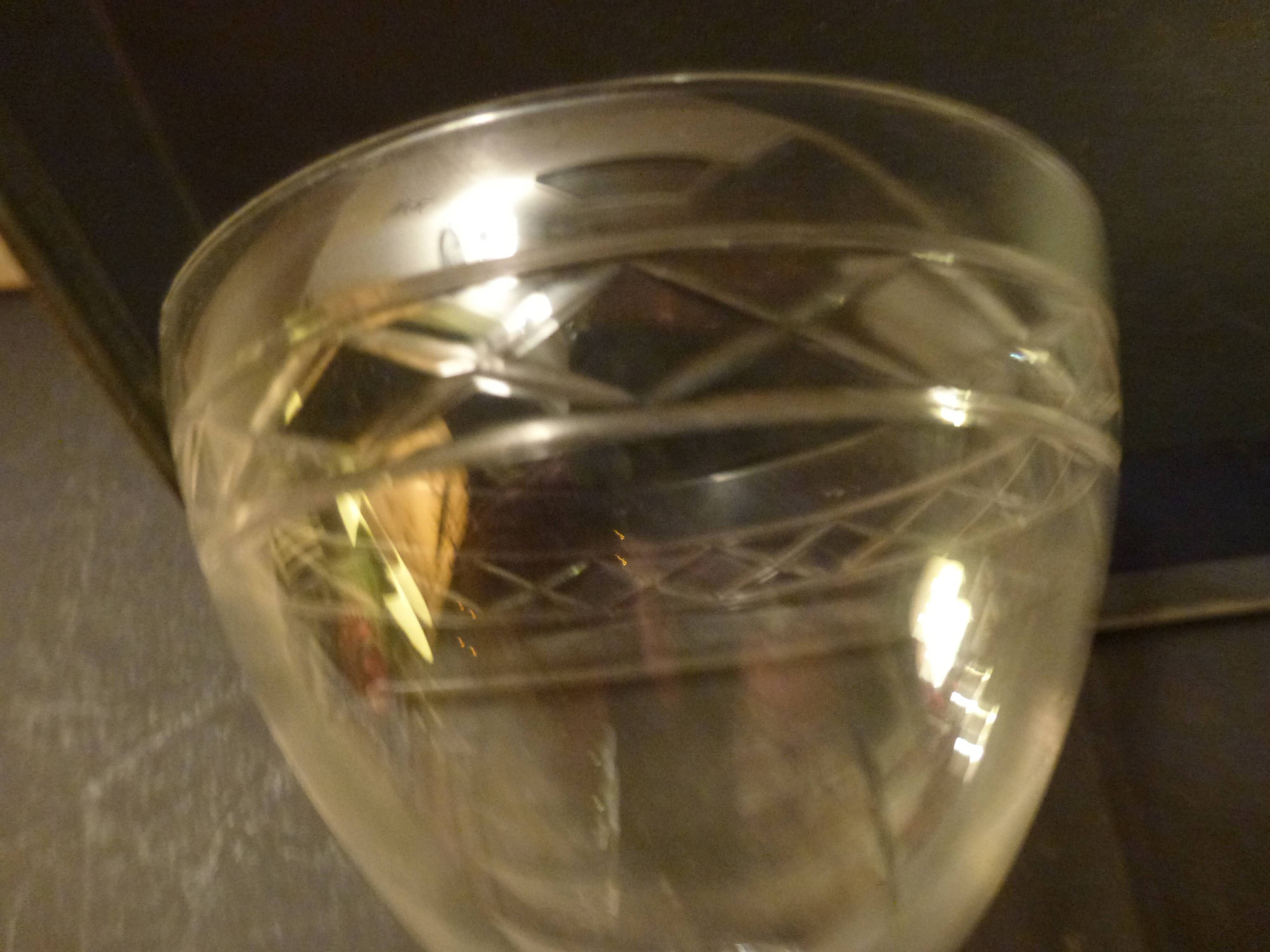 Set of 6 vintage engraved crystal champagne glasses