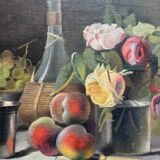 HST painting "Still life with peaches and roses" Paul Edouard Deligny (1864-