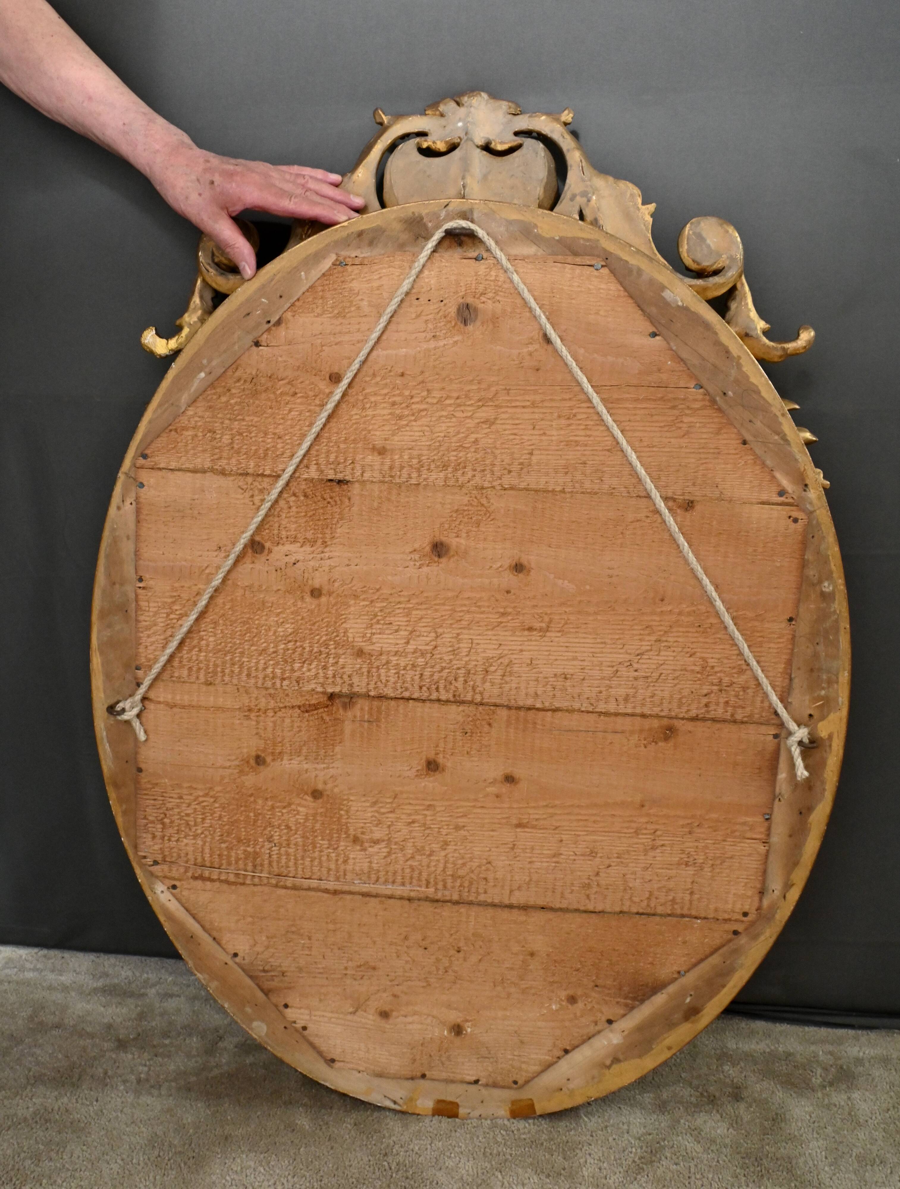 Large Gilded Wood Mirror, Louis XV Style – Part 2 of the 19th Century