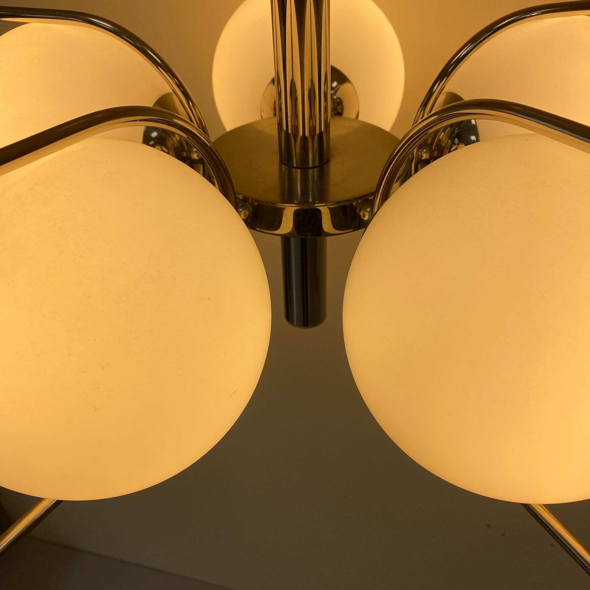 Suspension 5 globes in opaline