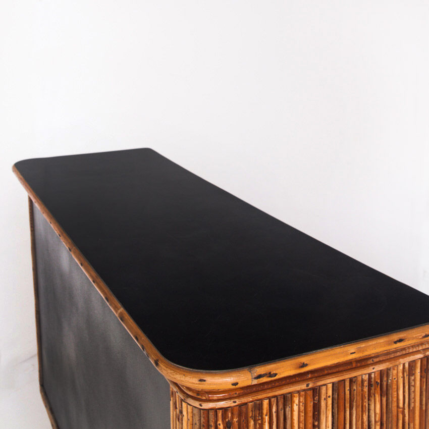 Vintage bar counter in canning and rattan. France, 50s.