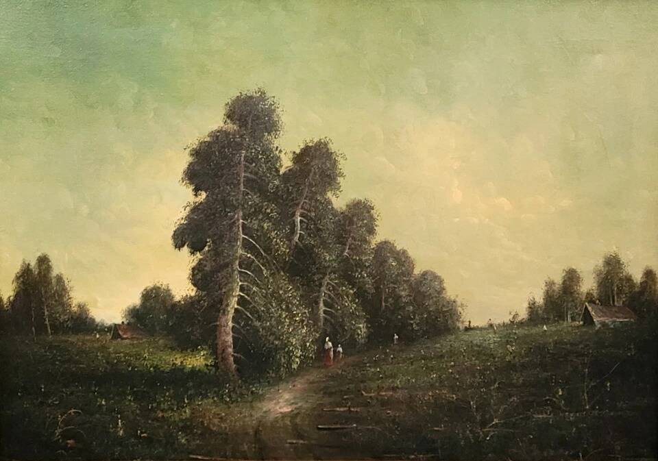 Barbizon School, 19th century: large oil painting on canvas, circa 1850