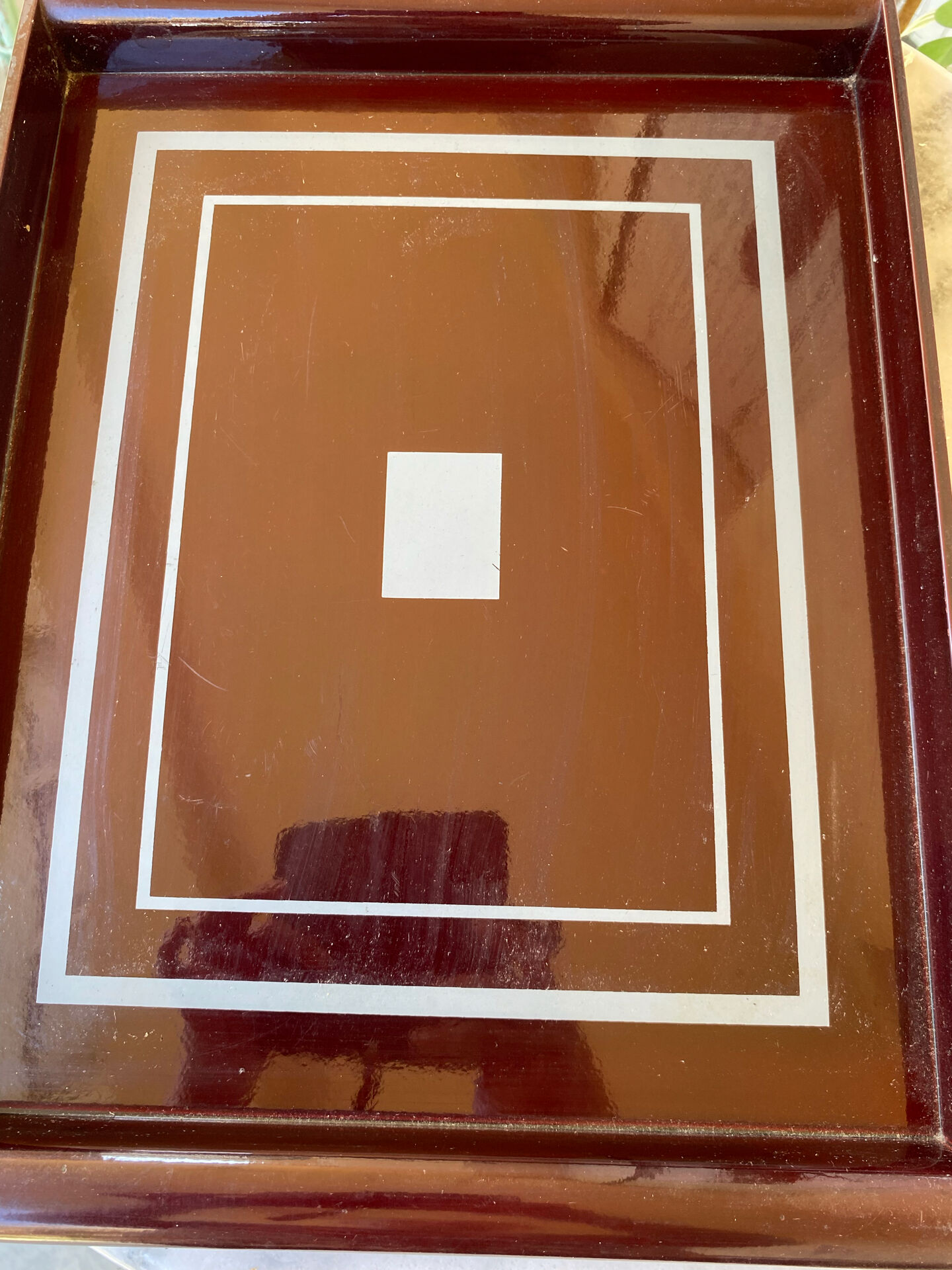 Suggested title: Vintage Art Deco / 70s Serving Tray – Lacquered