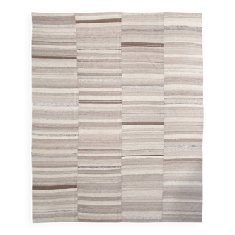 Large Brown Beige Turkish Kilim Rug, 313x374Cm