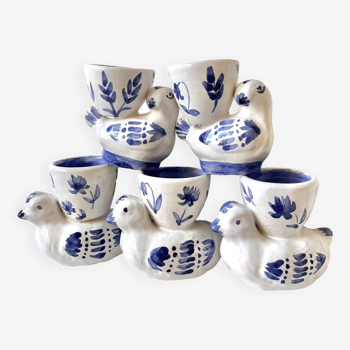 5 ceramic chicken egg cups