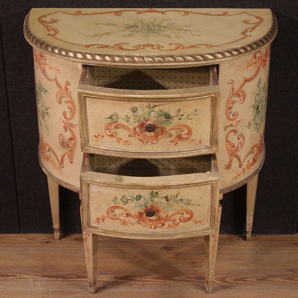 Half-moon commode in painted wood from the 60s