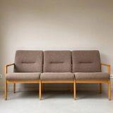 Vintage wooden seating area / sofa and 2 armchairs
