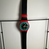 Clock watch maxi Swatch 'blue racer' 1987