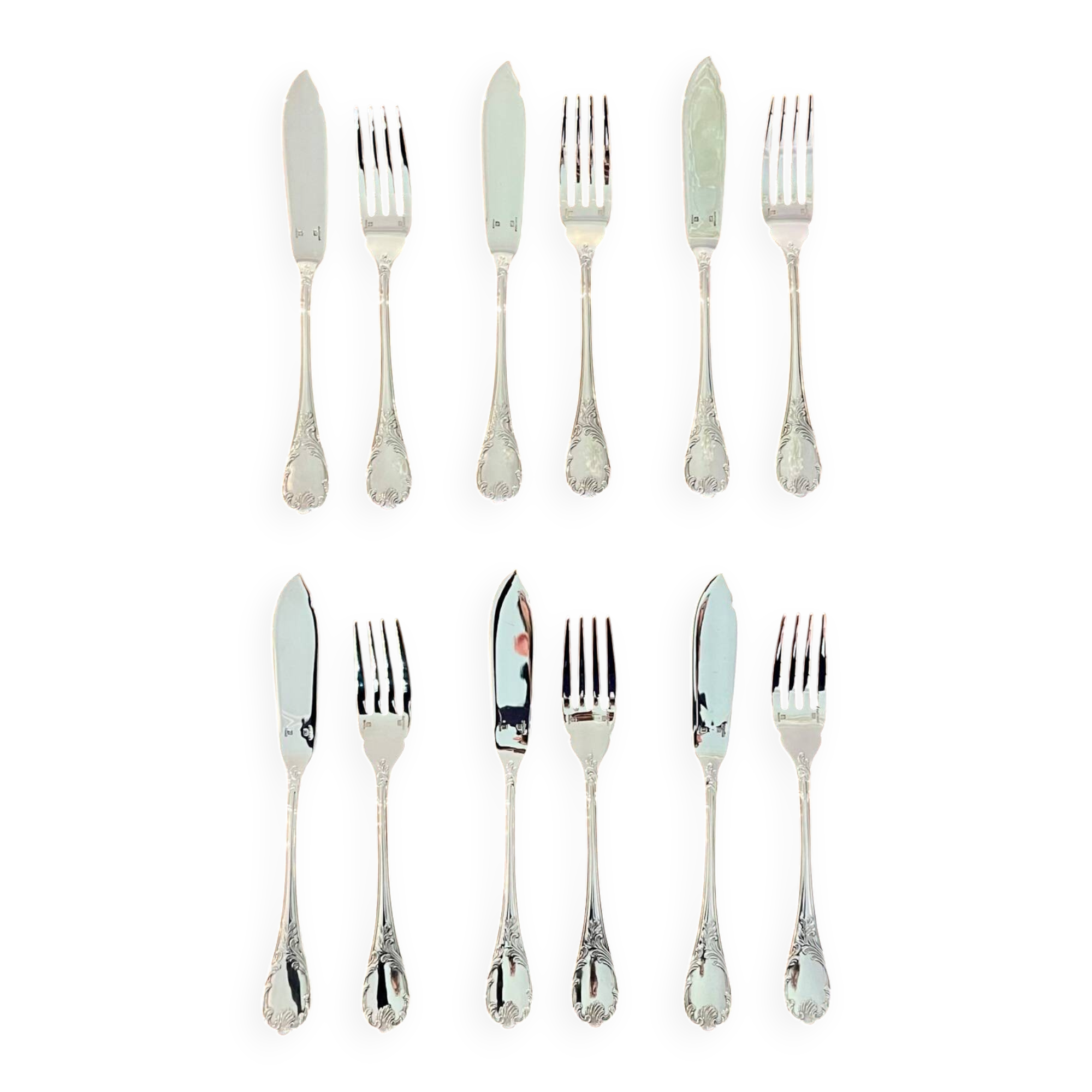 Christofle Marly 6-piece fish cutlery set, excellent condition