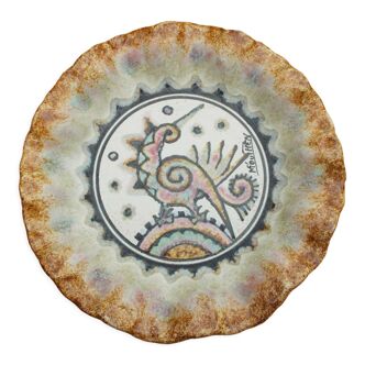 Faience Quimper plate signed Paul Fouillen