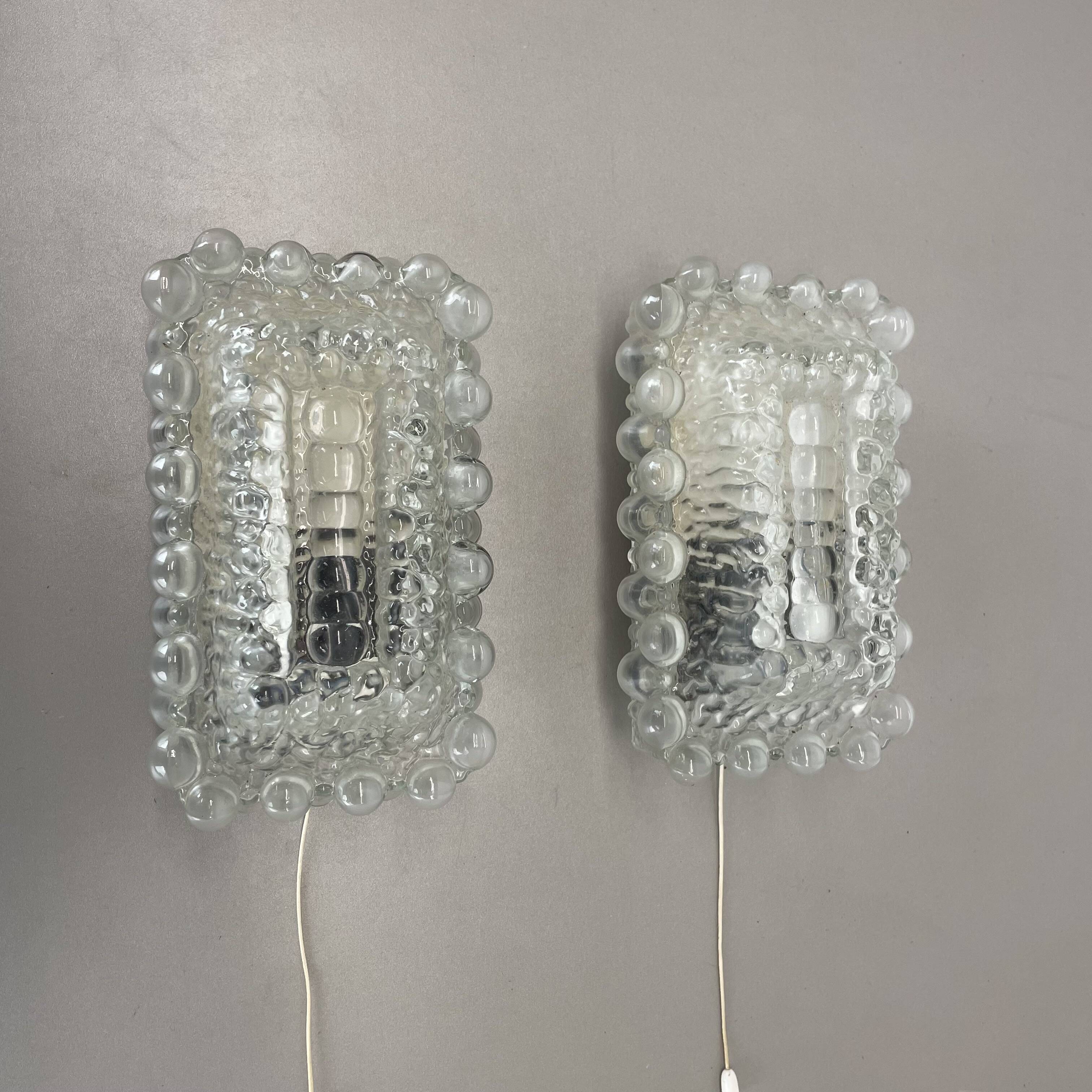 Set of Two "BUBBLE" Tynell Style Glass Wall Light Sconces, Germany, 1970s
