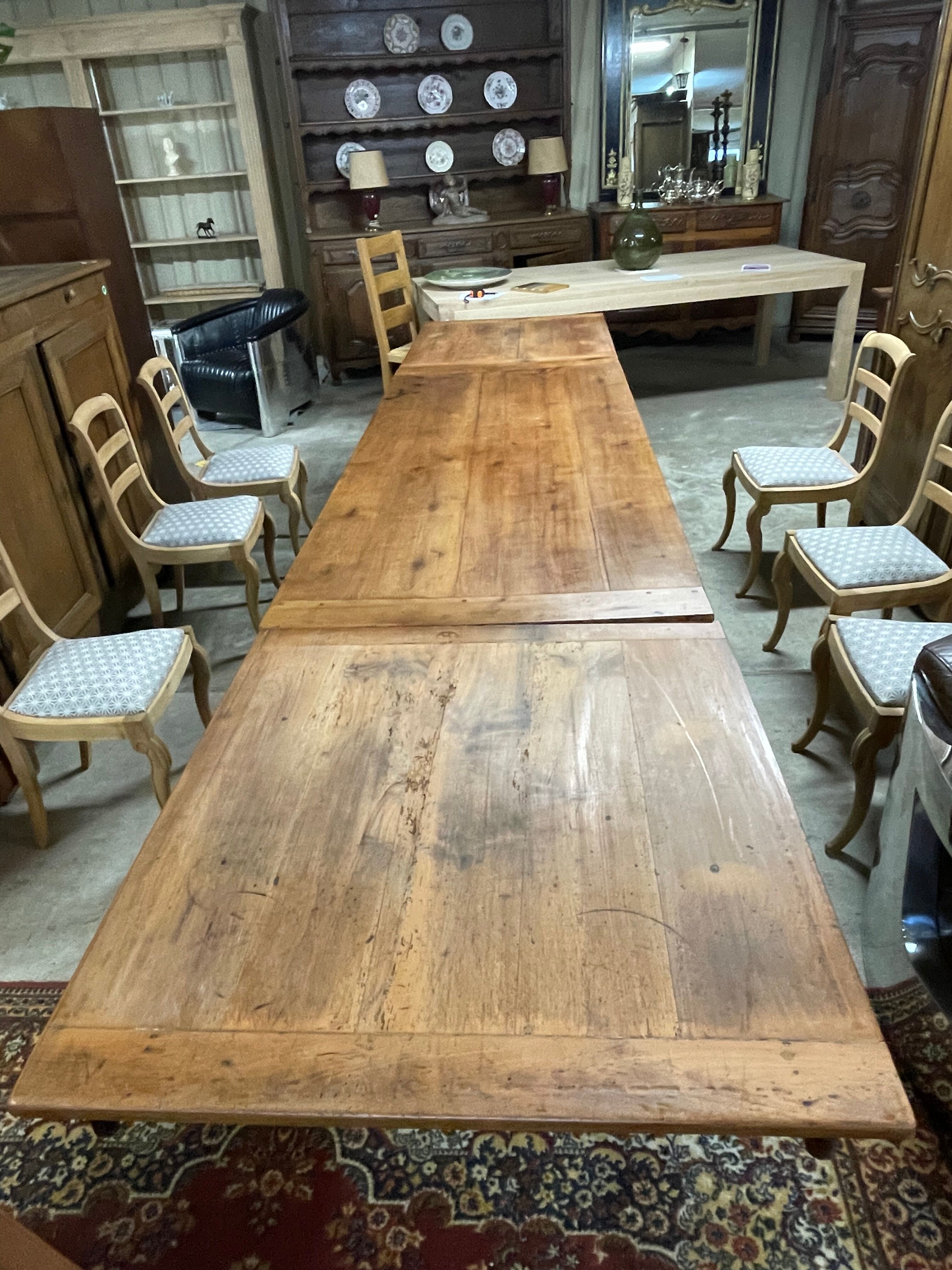 Cherry farmhouse table with 2 extensions