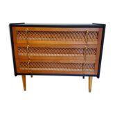 60's wood and rattan dresser
