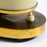 Rare and beautiful 1940s brass table lamp with opal glass shade