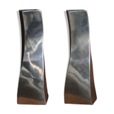 Vintage 2 curved vases Italian design space age 1970s aluminium copper