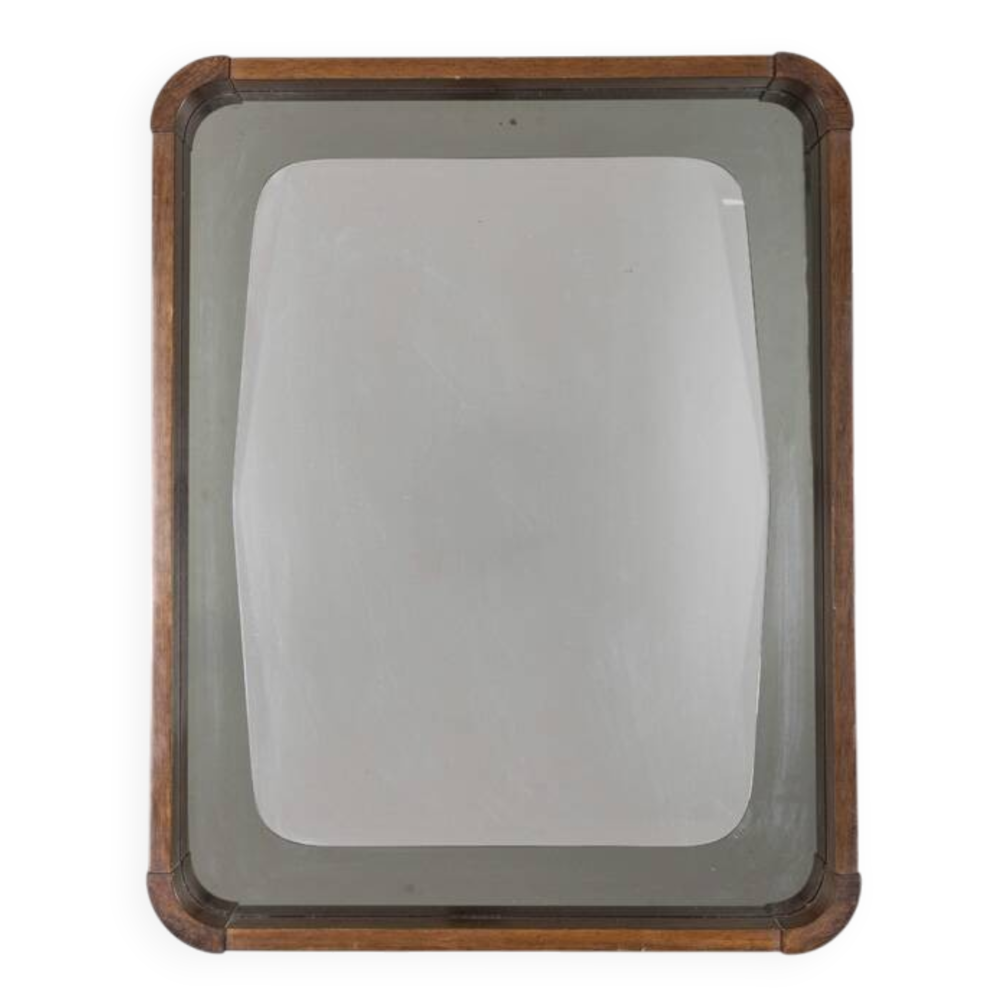 VINTAGE 1960S WALL MIRROR IN WOOD AND SMOKED GLASS, ITALIAN DESIGN