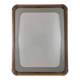 VINTAGE 1960S WALL MIRROR IN WOOD AND SMOKED GLASS, ITALIAN DESIGN