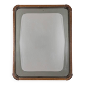 VINTAGE 1960S WALL MIRROR IN WOOD AND SMOKED GLASS, ITALIAN DESIGN
