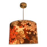35 cm lampshade printed with vintage 70s flowers for suspension or lamp.
