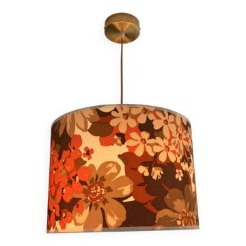 Abat jour 35 cm imprimé fleurs vintage années 70s pour suspension ou lampe