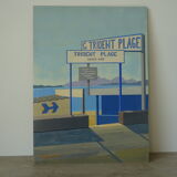 Modernist painting seen from Antibes Trident beach 70s Paliero Klingue