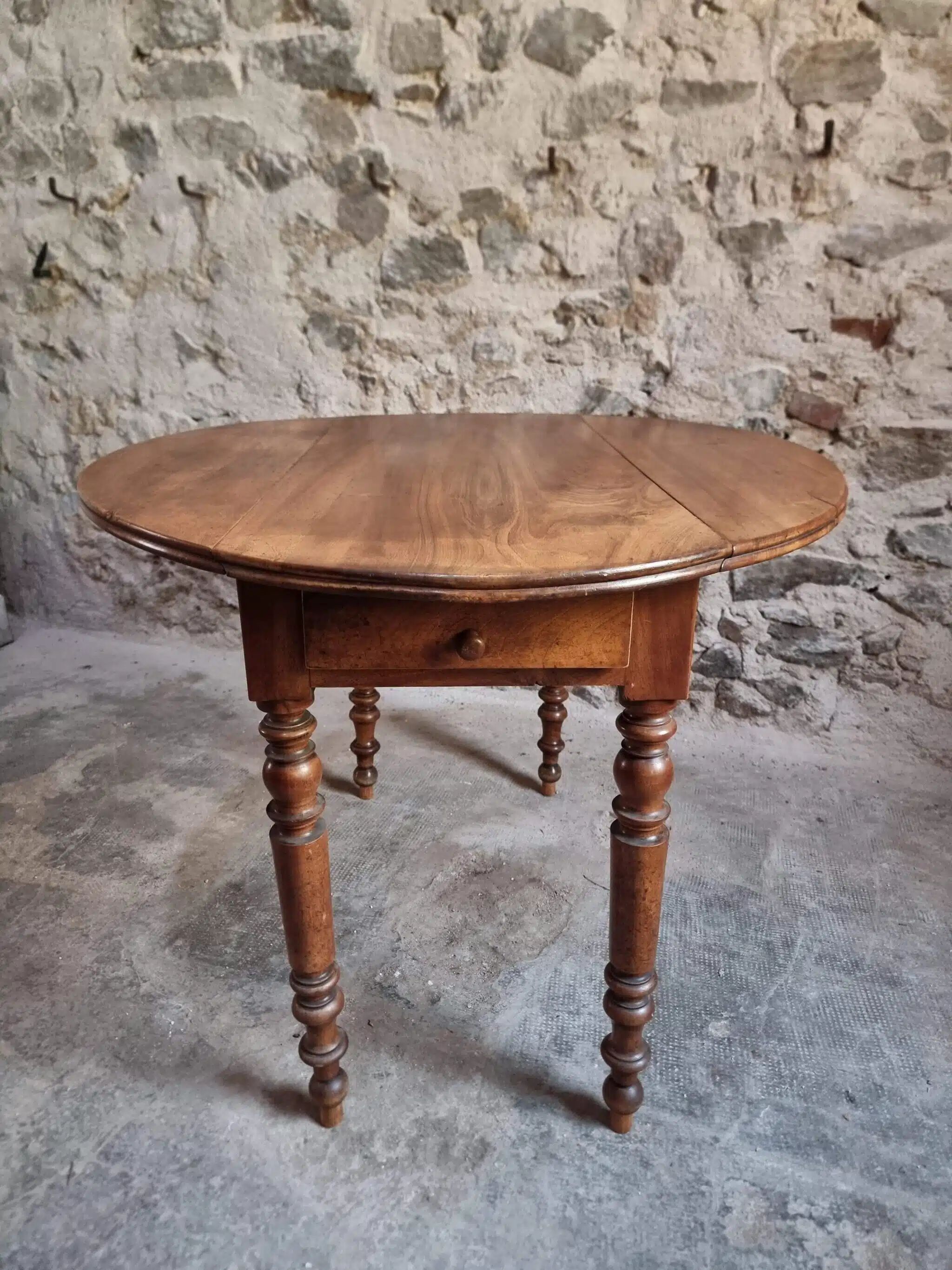 Antique French walnut folding dining table
