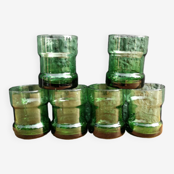 6 green water glasses