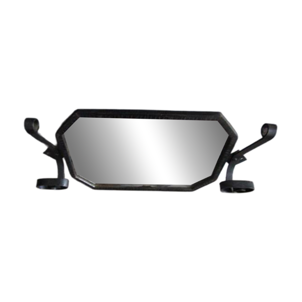 Miroir porte manteau art deco en fer forgé