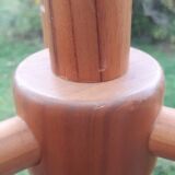 Scandinavian wooden turned pendant light, 70s/80s, chalet spirit.