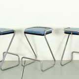 Ensemble de 3 tabourets de bar tubulaires italiens en chrome Z du milieu du siècle, années 1970