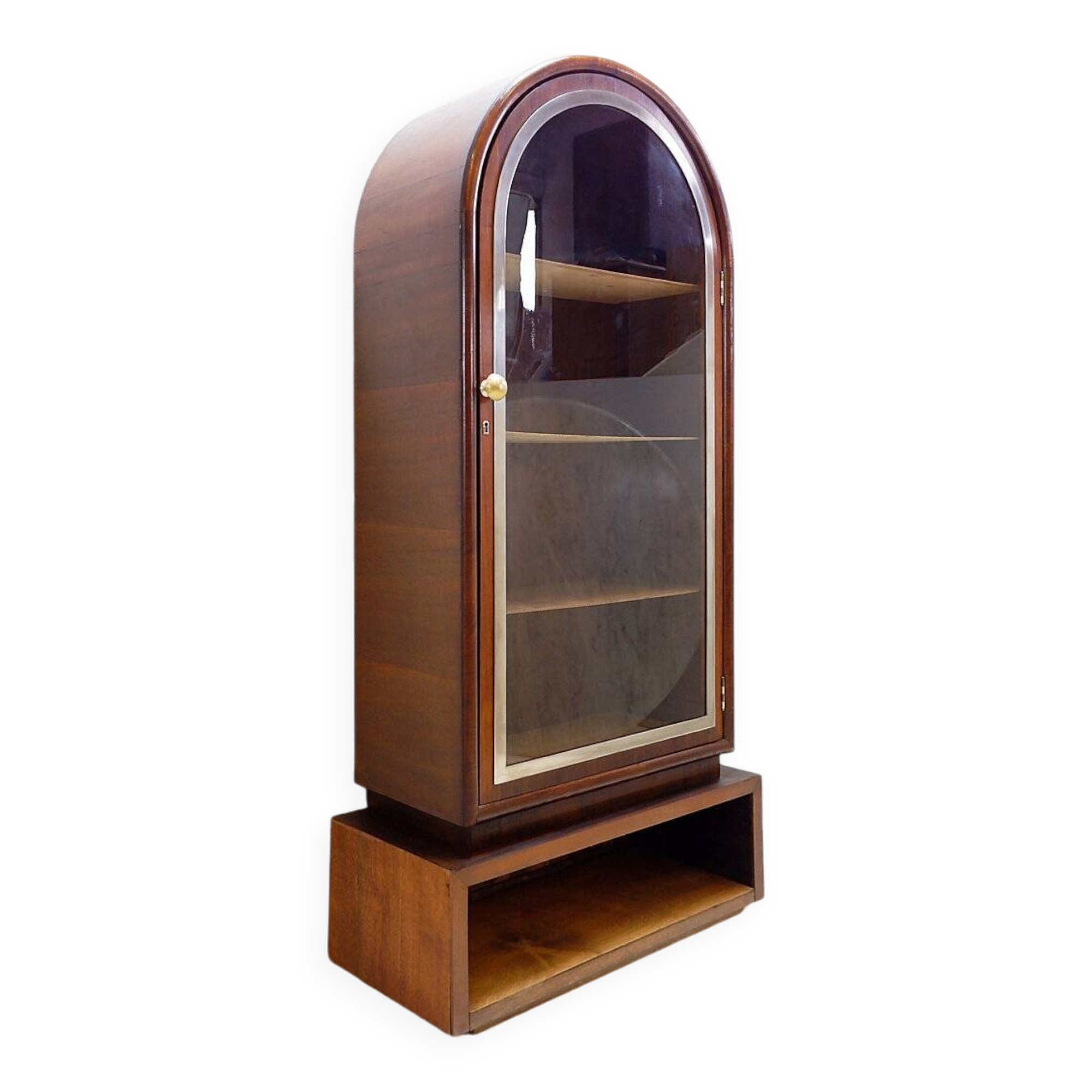 Arched display cabinet in wood and glass door - 1950s