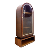 Vitrine cintrée en bois et porte vitrée - années 1950
