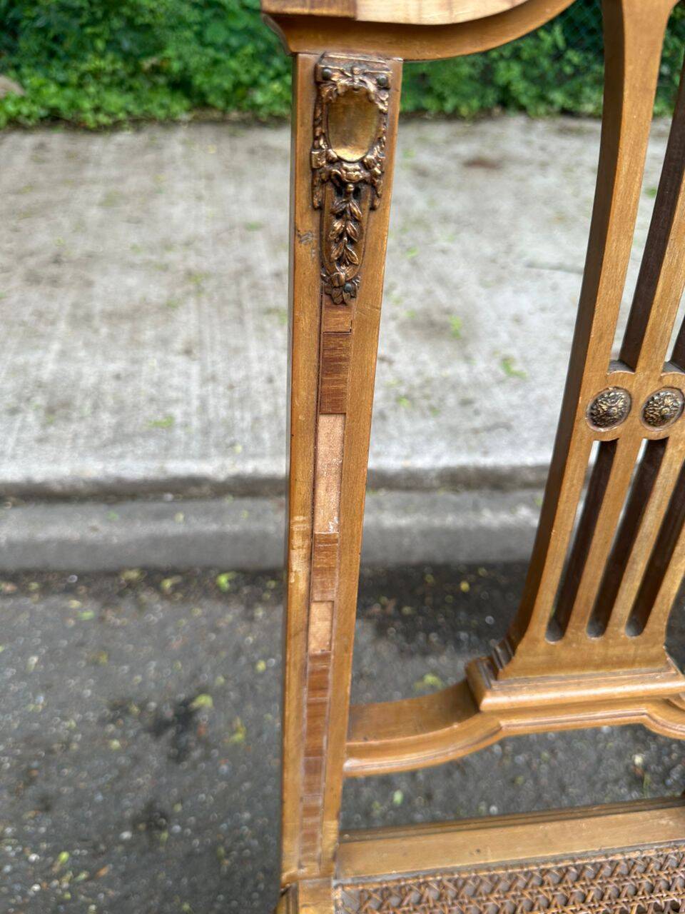 Louis XVI lyre chair, solid wood, caned.
