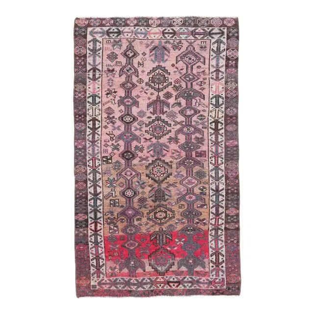 Vintage Turkish Oushak Handmade Cotton Pink Wool Area Rug 120x206