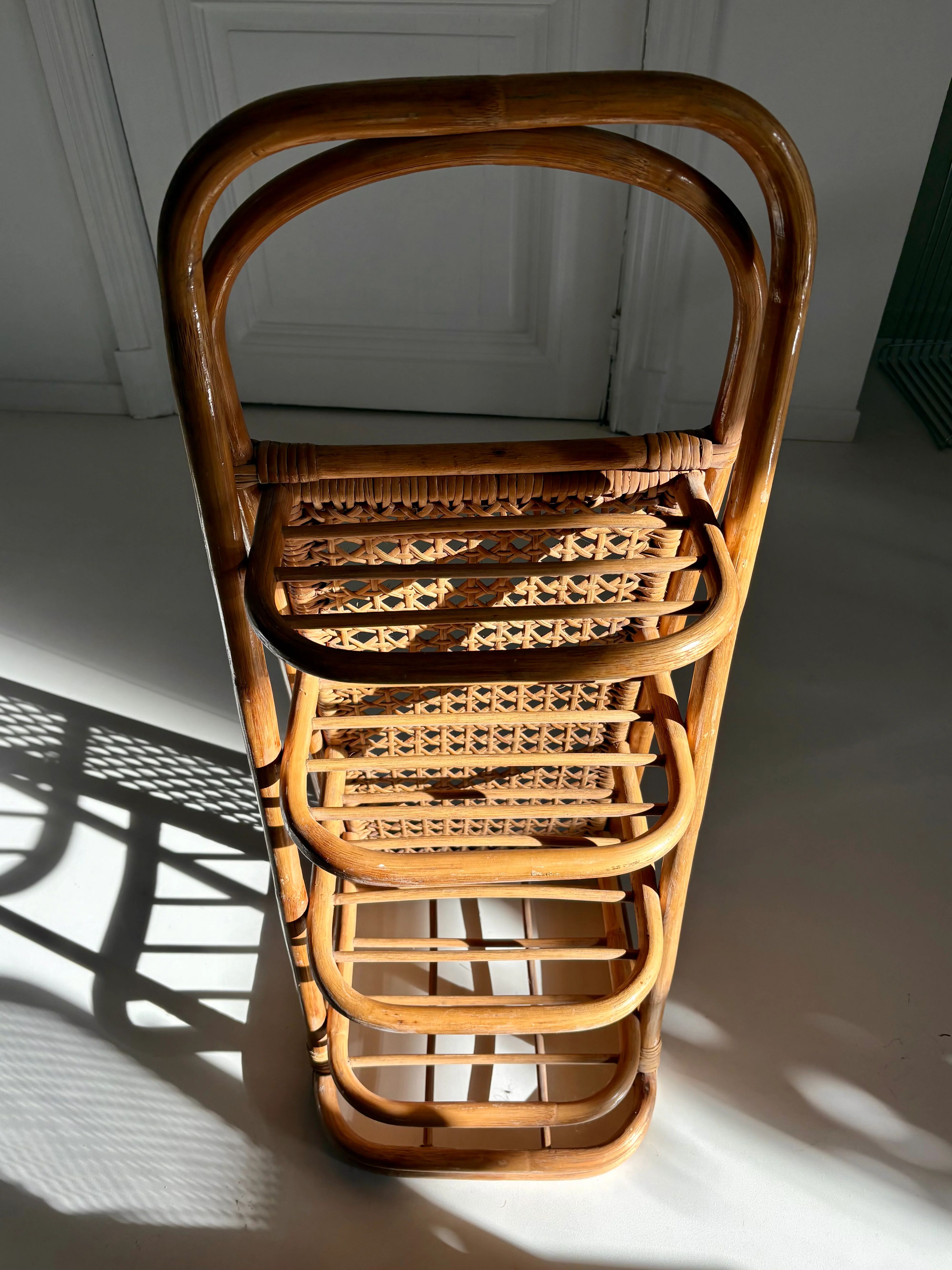 Vintage rattan and cane shelf – 1970s
