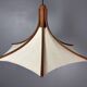 Teak And Linen Umbrella Counter Balance Pendant By Domus, 1970s