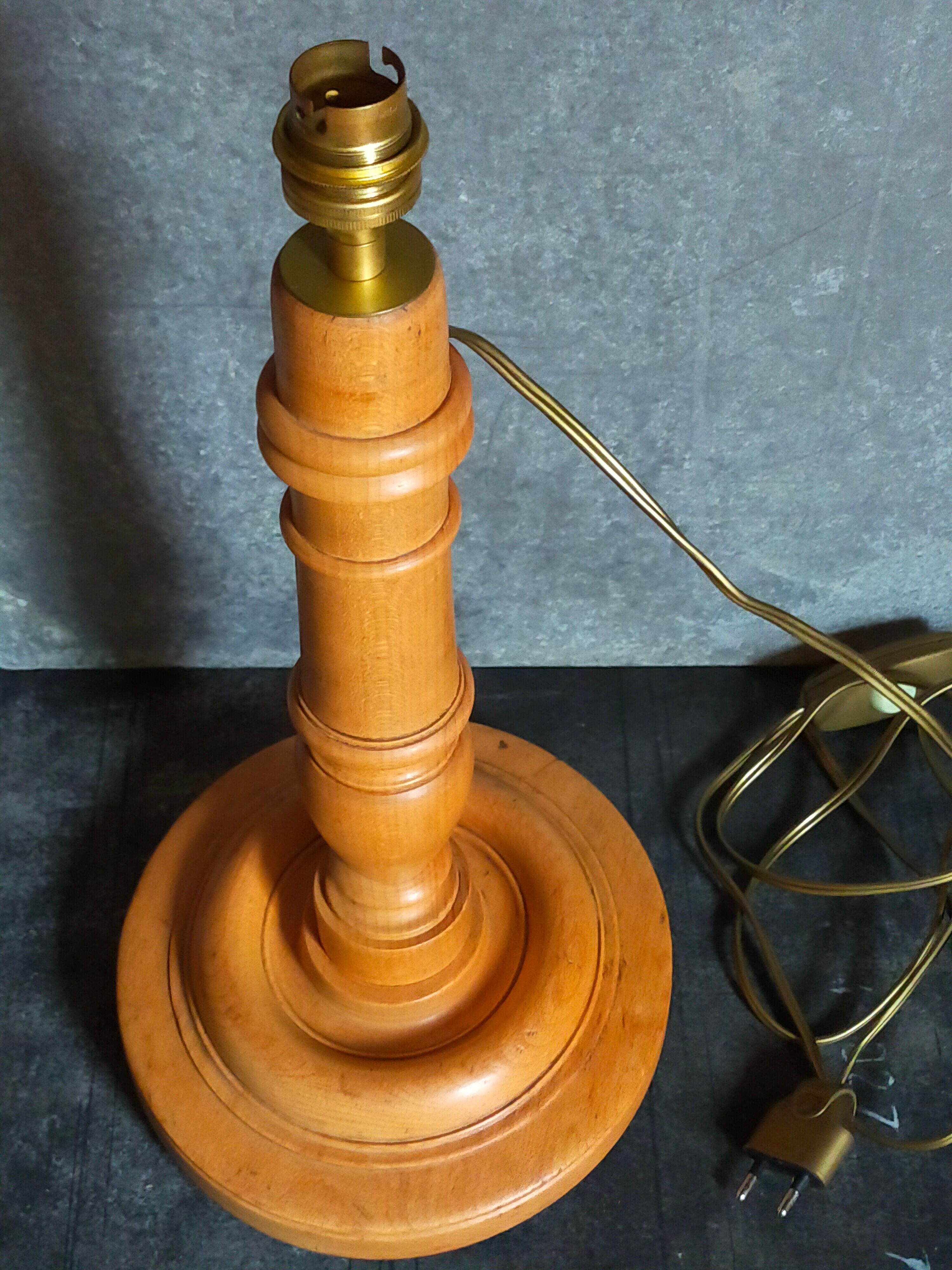 Old solid turned wooden lamp base