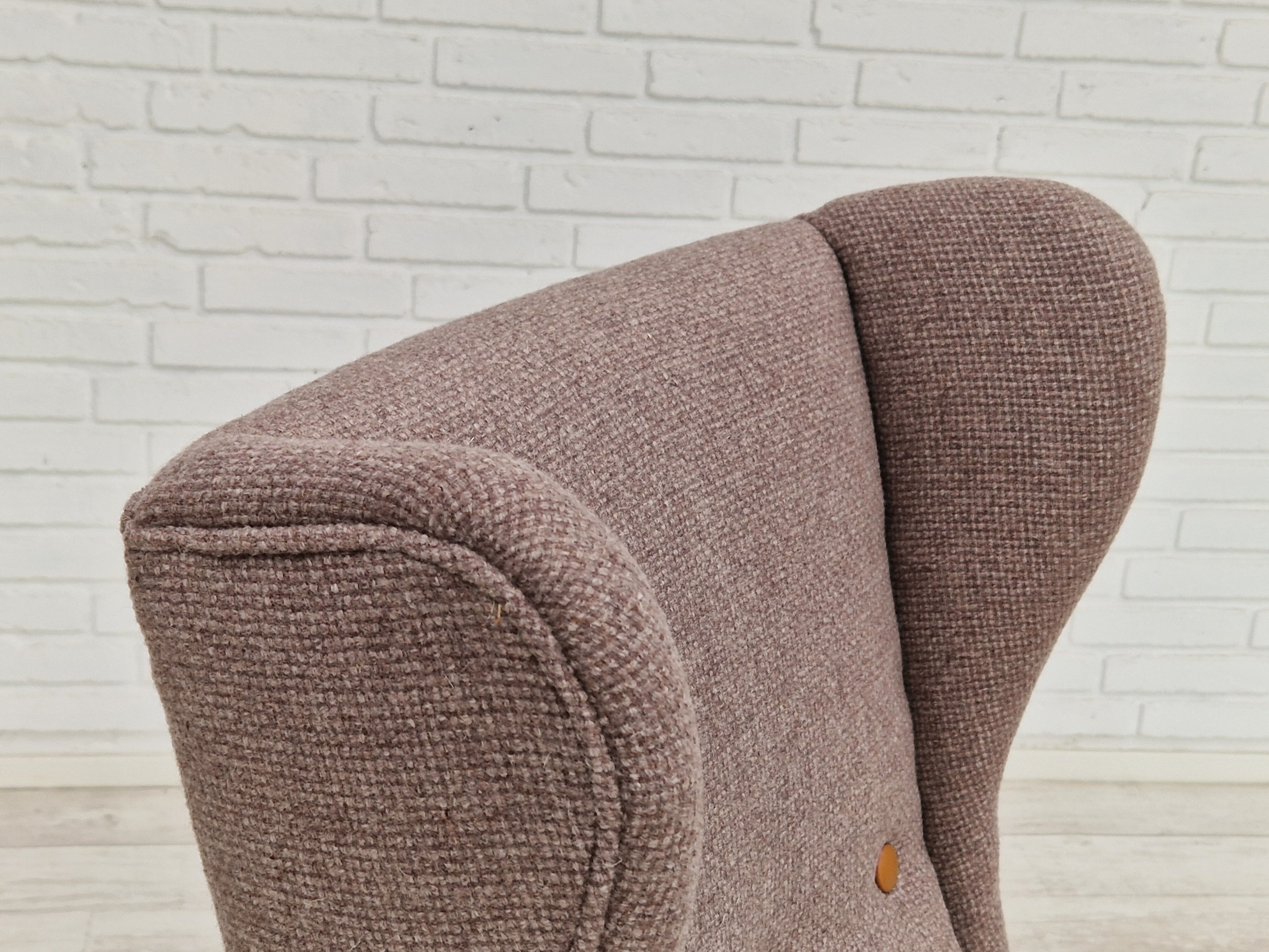 1960s, Swedish design, high-back armchair, furniture wool.