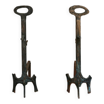 A pair of andirons, Italy 1950s.