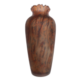 Orange / blue marble vase (signed?) old glass paste