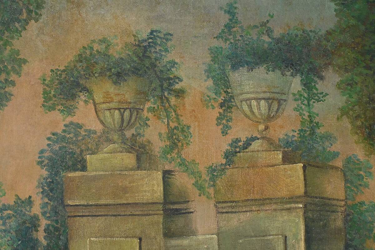 Painted wooden trumeau mirror, Louis XV style – first part of the 20th century