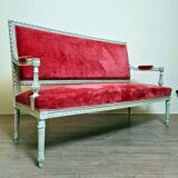 Magnificent Louis XVI 3-seater bench in lacquered wood