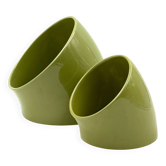 Space age set of 2 green ceramic vide poche, Sicart Italy ca. 1970