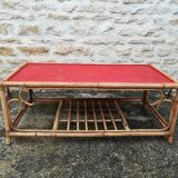Rattan and bamboo coffee table