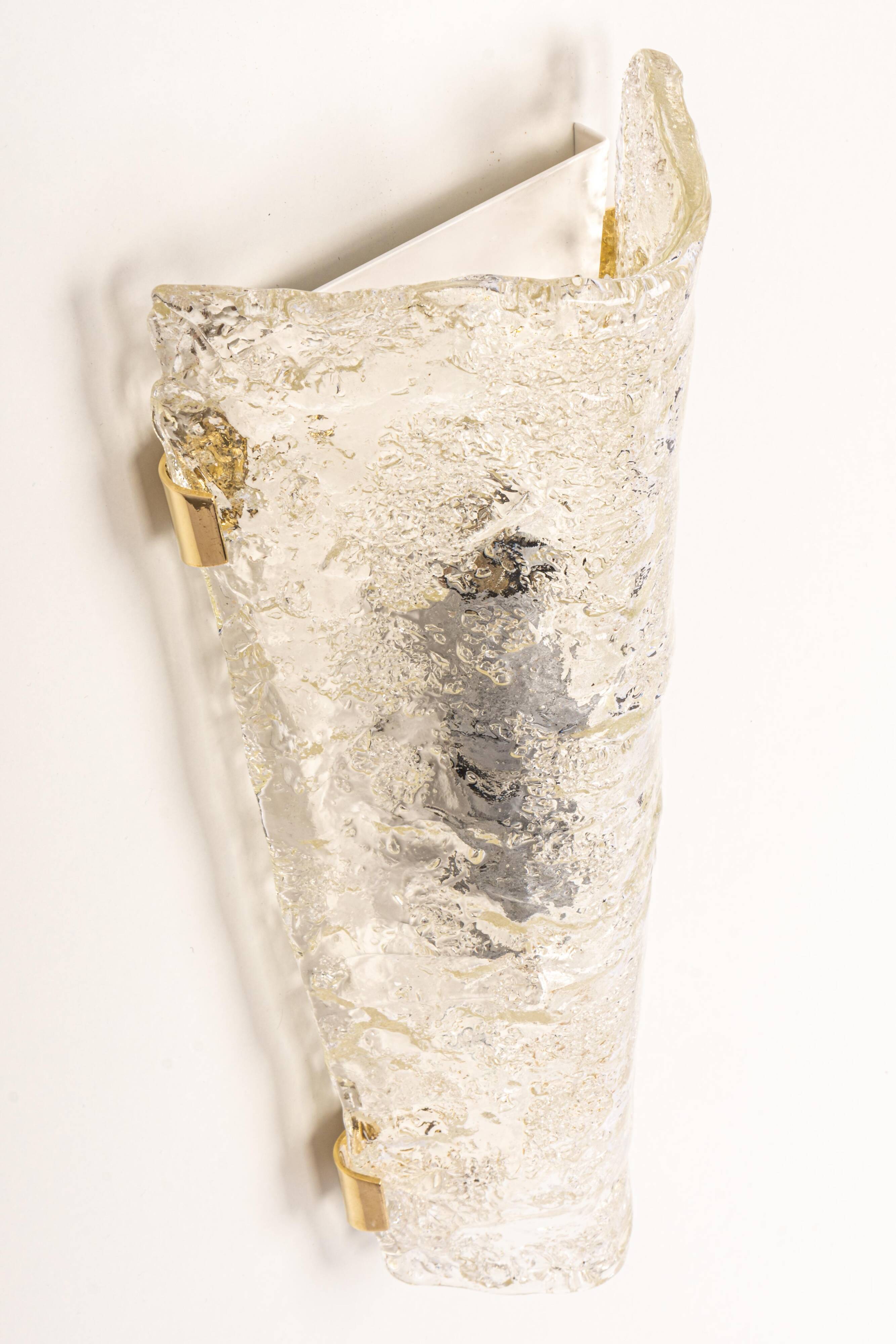 Set of 3 large angular wall sconces in Murano glass by Hillebrand, Germany, 1960s.