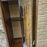 Set 1970 vintage bamboo display case plus shelf