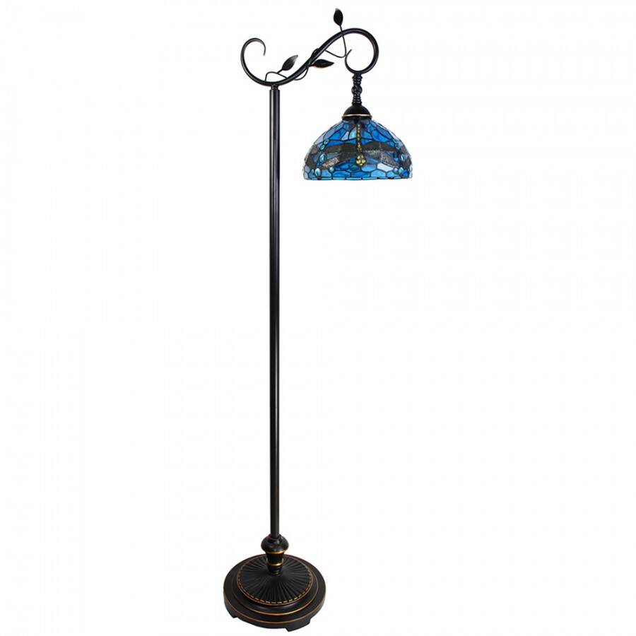 Lampadaire Tiffany rond Libellule bleu