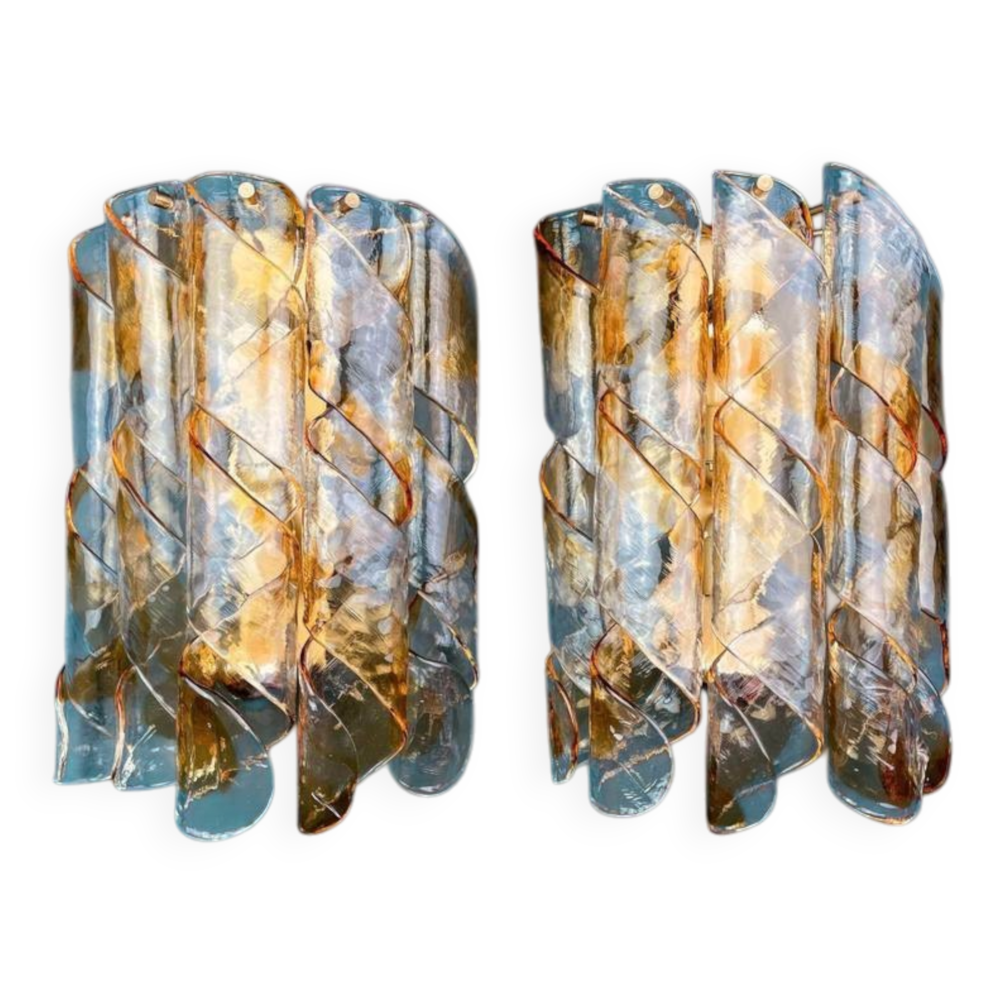 Pair of wall lights AV Mazzega Torciglione Murano