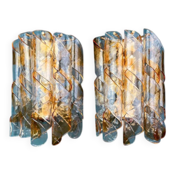 Paire d'appliques AV Mazzega Torciglione Murano — Beyit